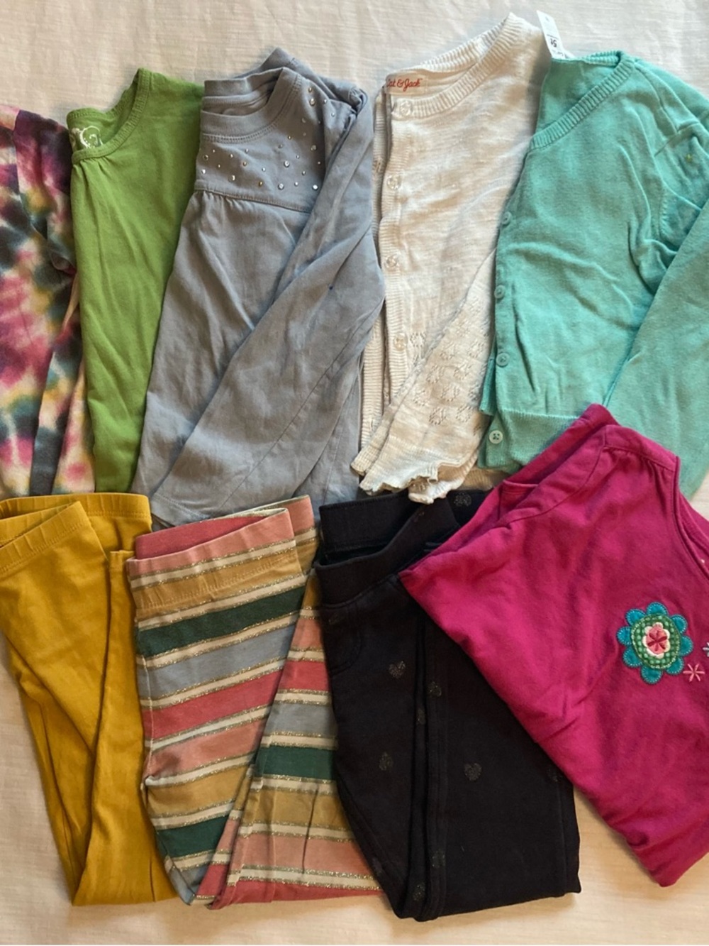 Girls 5T cotton legging, long-sleeves & cardigan mix & match 9-item play capsule